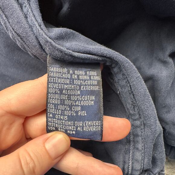 Vintage 90s Nautica Leather Collar Twill Bomber Jacket Mens XL Navy Red Full Zip - Picture 7 of 16